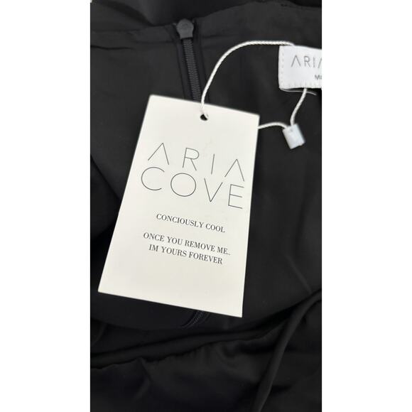 Aria Cove Taylor Satin Cami Mini Dress Oversized Bow Black White Womens Size 12 - Picture 12 of 14